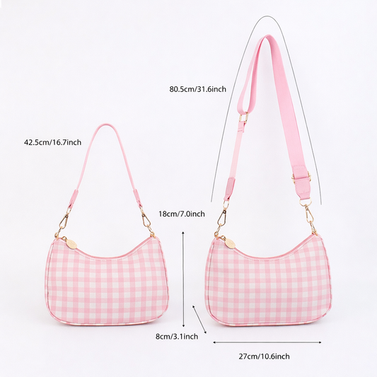 Backper Tucana Half-Moon Nylon Crossbody — Pink Plaid
