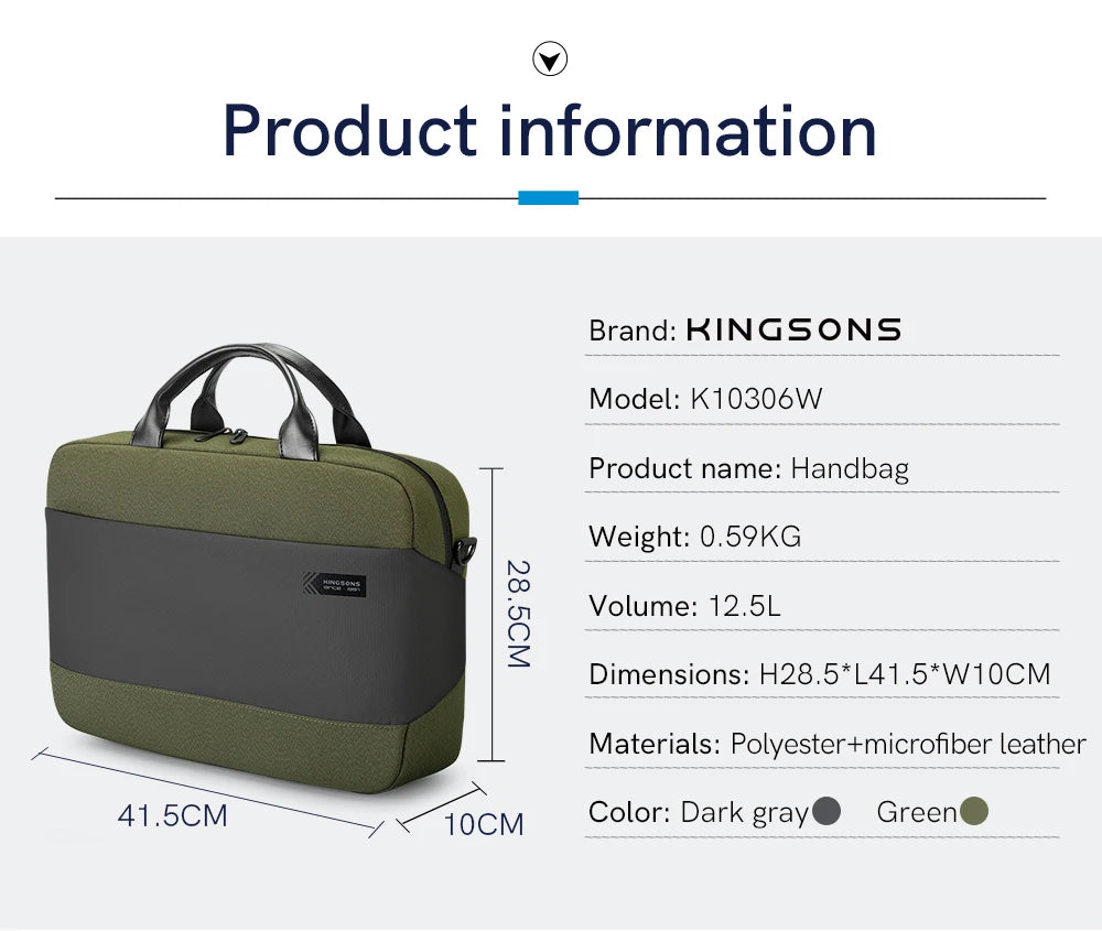 Kingsons 10L Leather Laptop Shoulder Bag