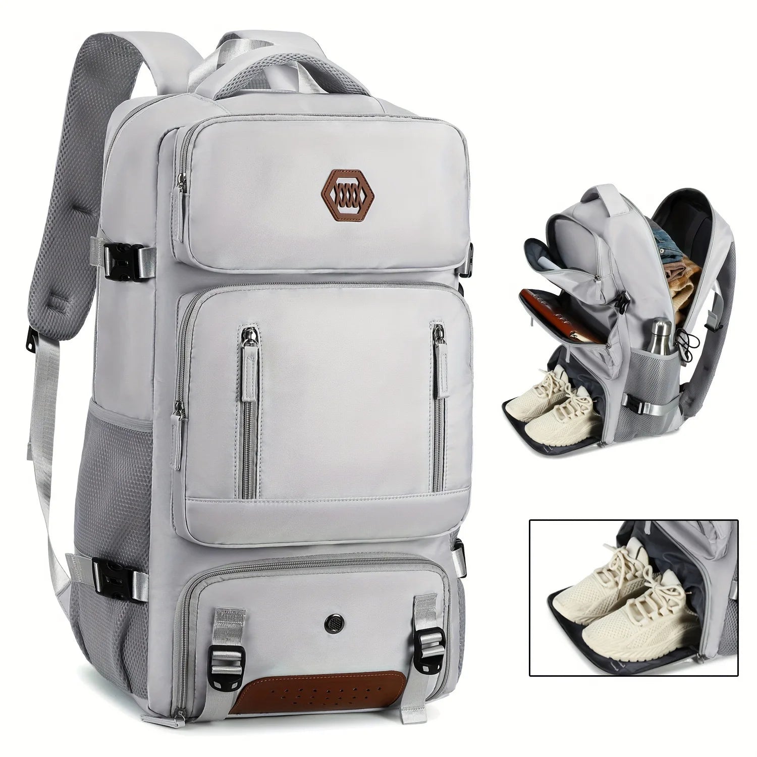 Expandable travel backpack back panel