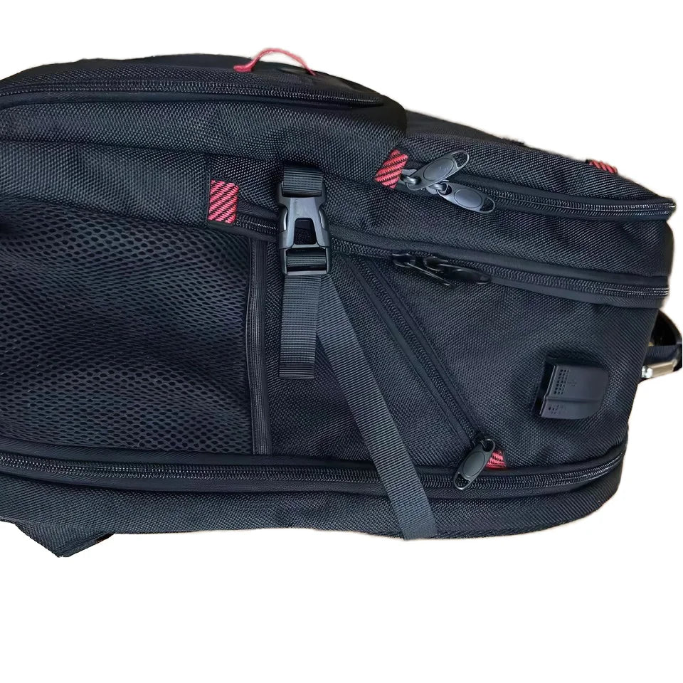 Oversized laptop backpack back panel and straps