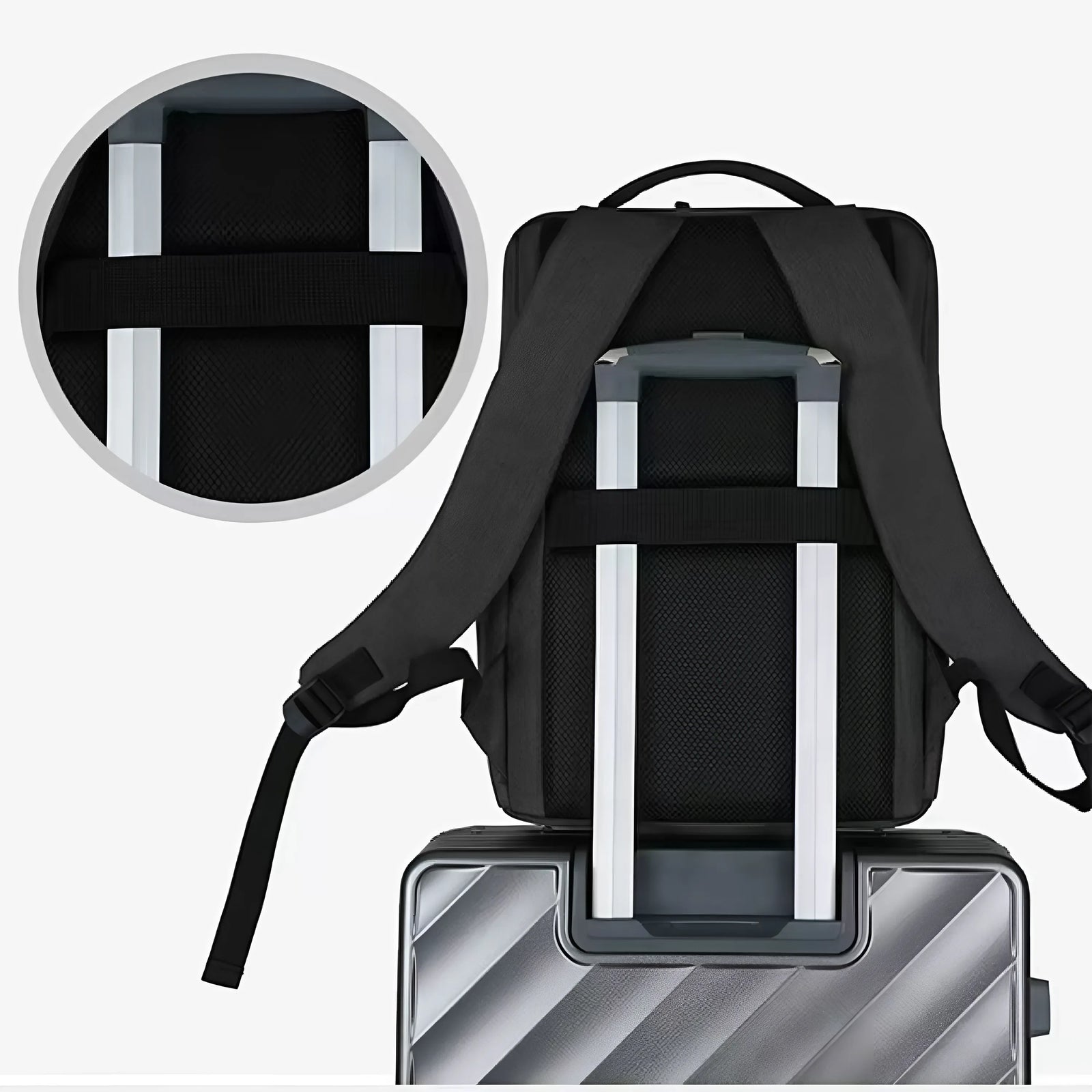 Work backpack USB charge port detail
