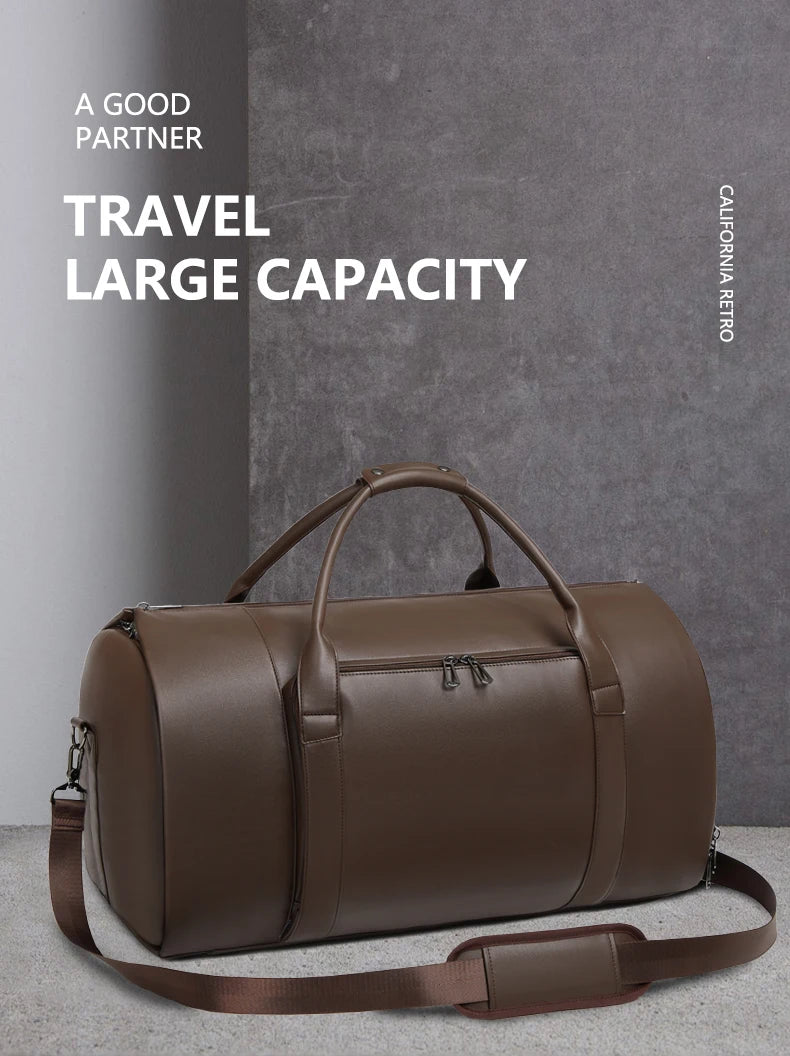 Mingao 2408 PU Leather Weekender Duffle Bag with Shoe Compartment - detail 1