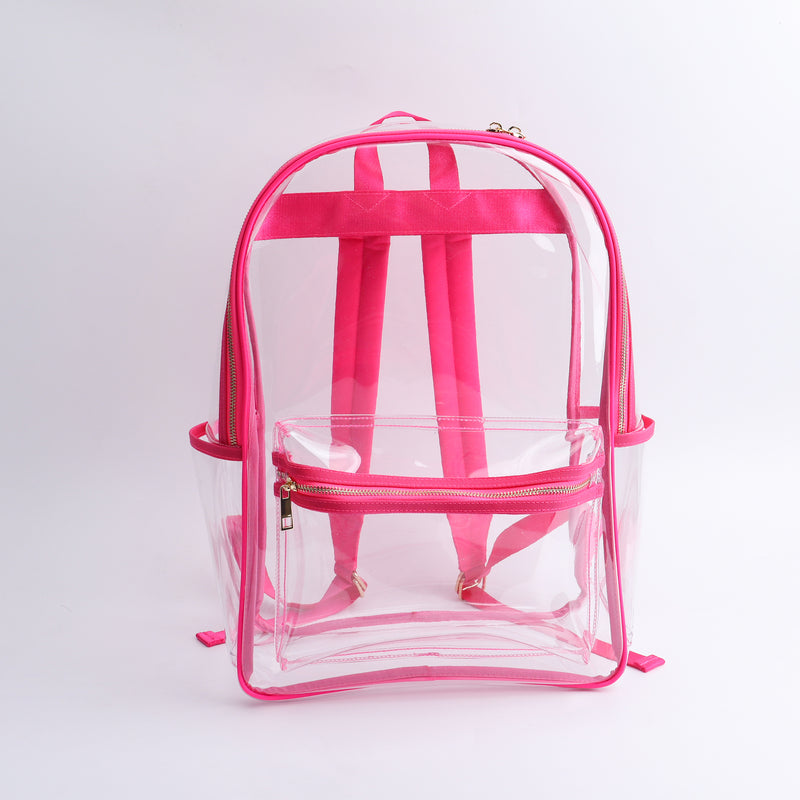 Backper Perseus Clear PVC Stadium & School Backpack — Hot Pink