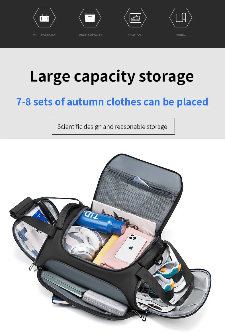 Mingao 1918 Waterproof Sports Gym Duffle Bag with Shoe Compartment - detail 2