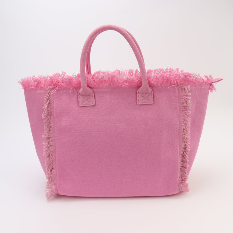 Backper Pavo Fringe Canvas Shopping & Beach Tote — Pink