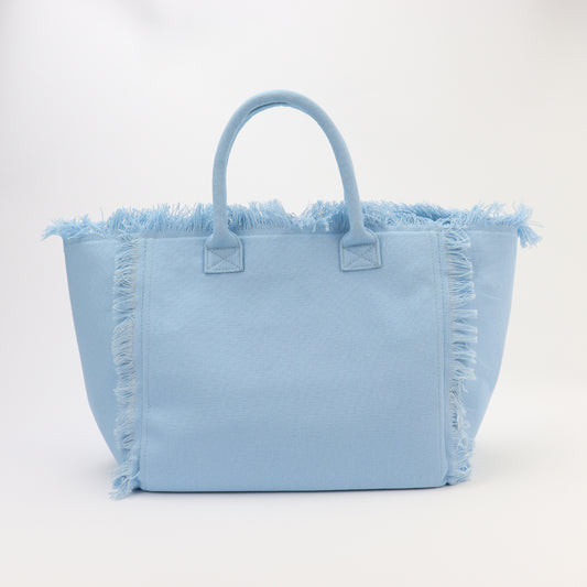 Backper Pavo Fringe Canvas Shopping & Beach Tote — Blue