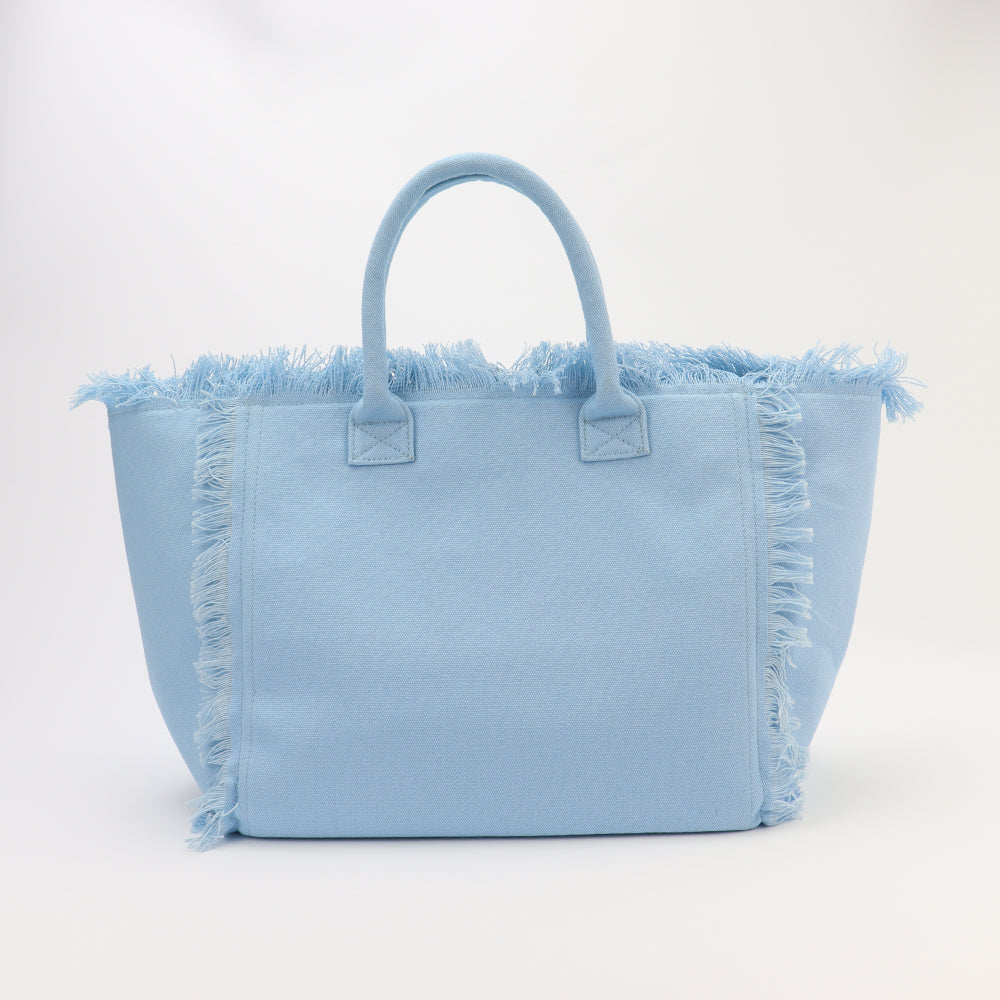 Backper Pavo KM2707 fringe canvas shopping tote detail