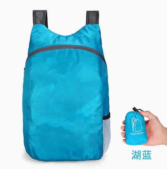Foldable outdoor backpack in use