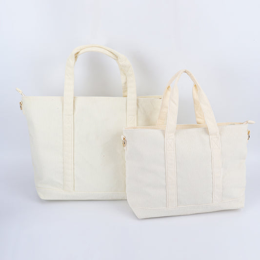 Backper Crux Corduroy Shoulder Tote — Medium Beige