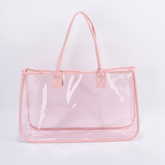 Backper Cetus Clear PVC Beach & Shopping Tote — Dark Pink