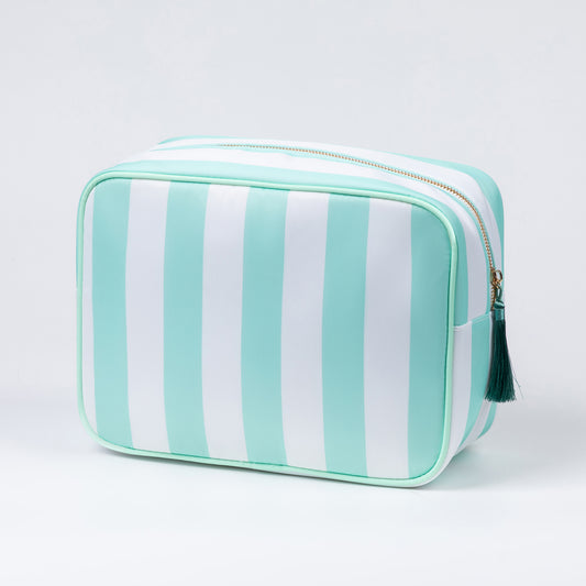 Backper Electra XL Striped Storage & Cosmetic Bag — Mint
