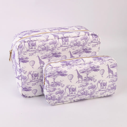 Backper Pavo De Jouy Toile Print Zip Pouch — Purple Toile