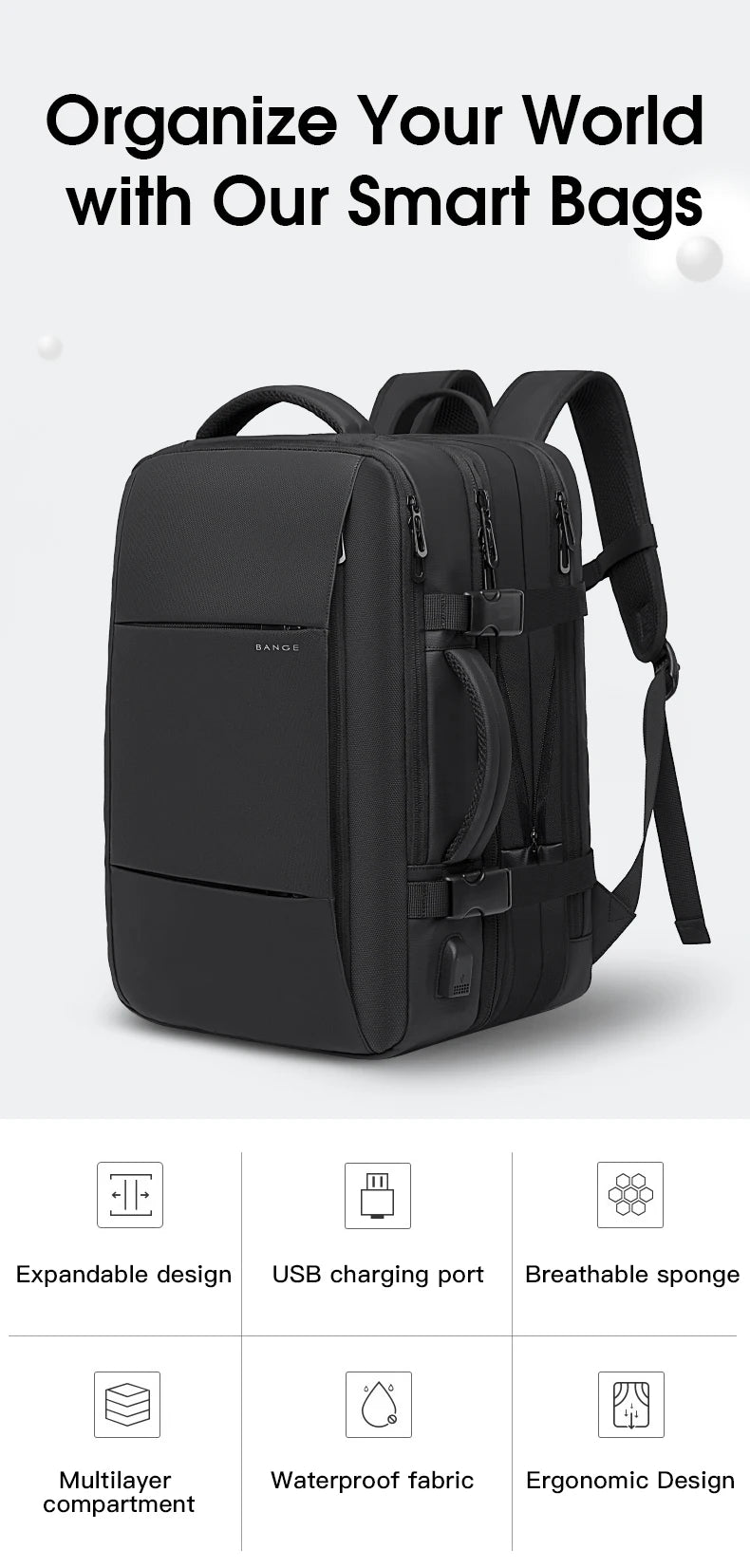 Bange Storm 1908 Anti-Theft Polyester Backpack