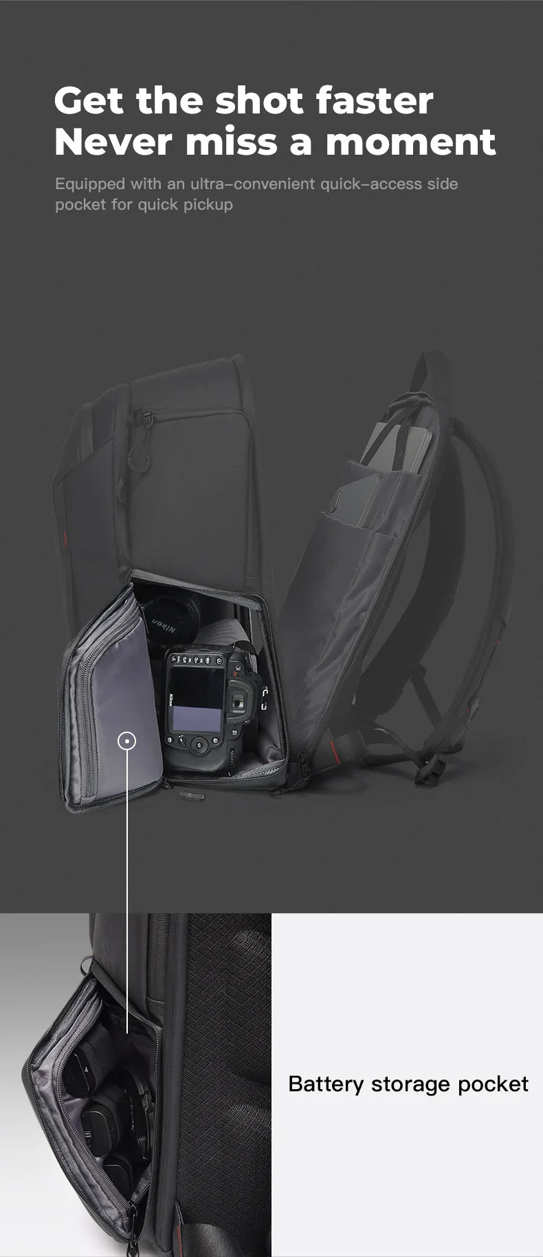 Bange XJ326 Luxury Camera Backpack - YKK Zipper Quality