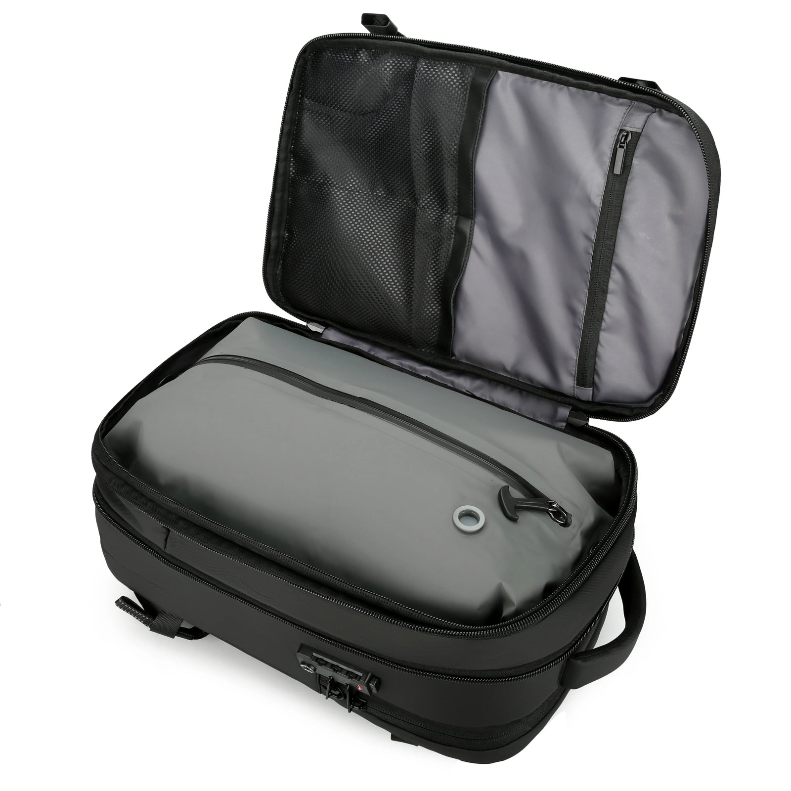 Telesto travel backpack interior compartment