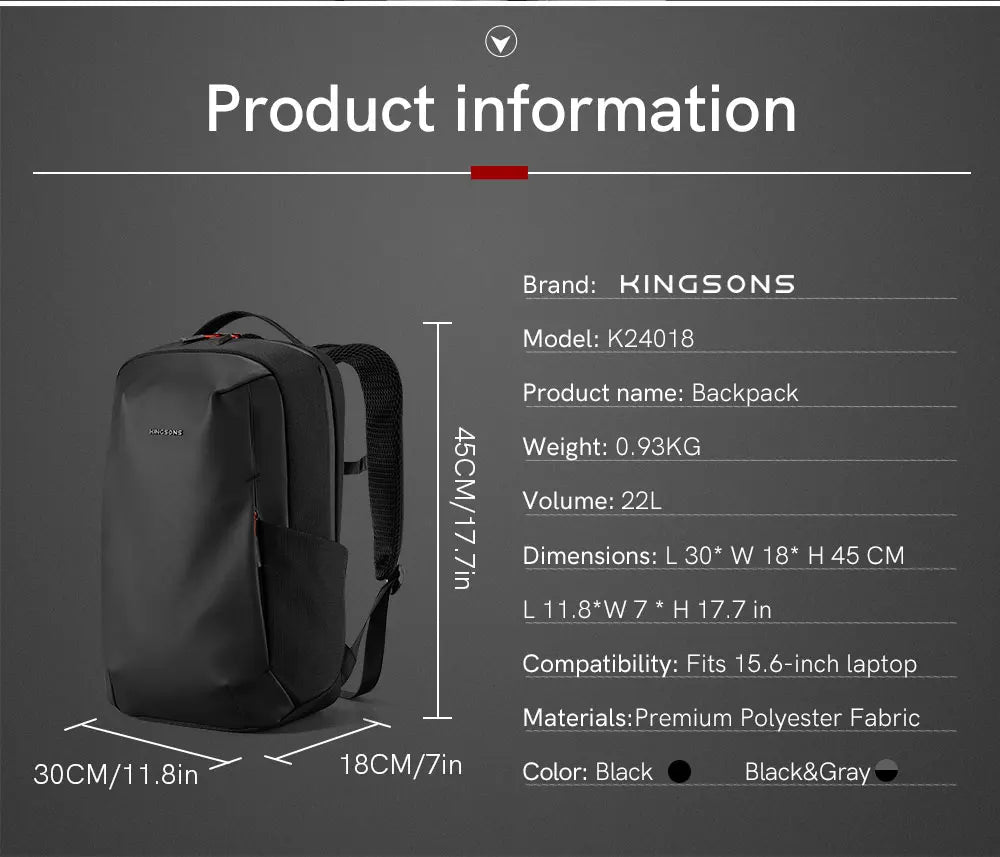 Kingsons KS25663 28L Waterproof Flight-Approved Backpack