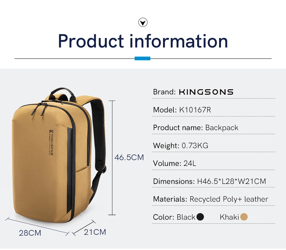 Kingsons 24L Eco Recycled Hiking Travel Backpack