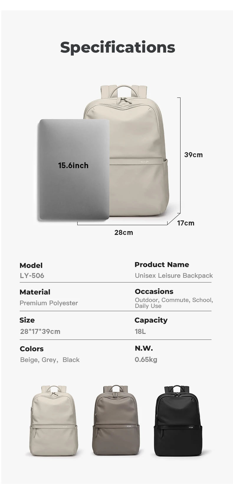 Bange LY506 Women's Laptop Backpack - Lifestyle Use