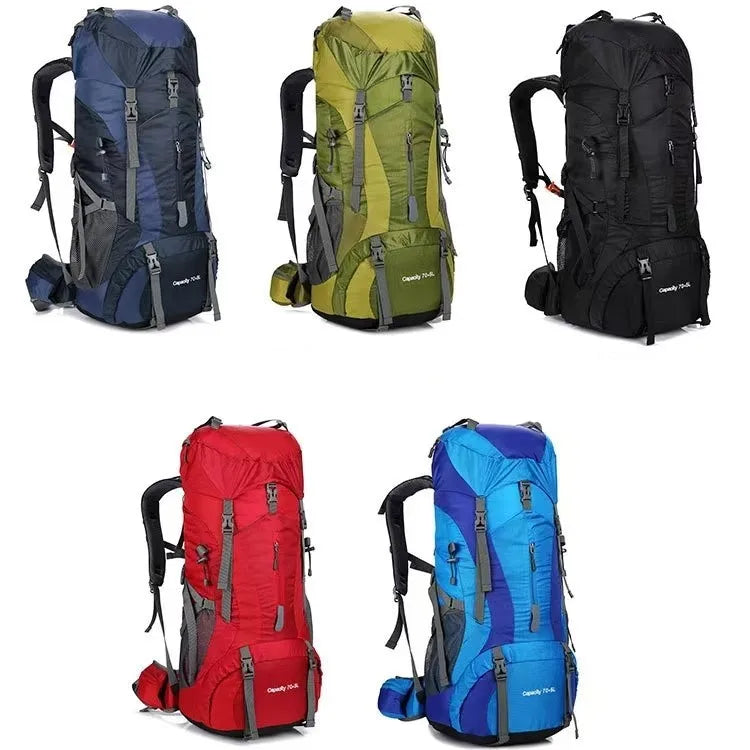 80L mountaineering backpack compartment detail