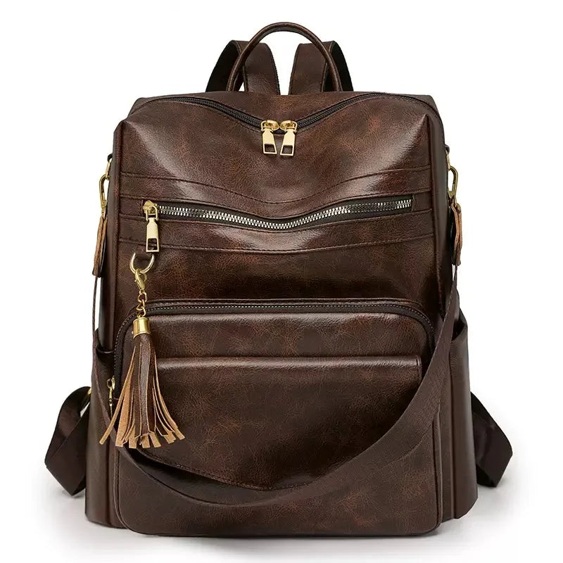 Pearl women's leather backpack in brown