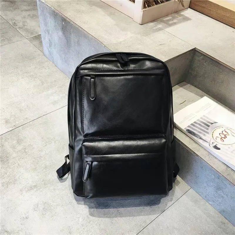 Herse PU leather backpack side and interior