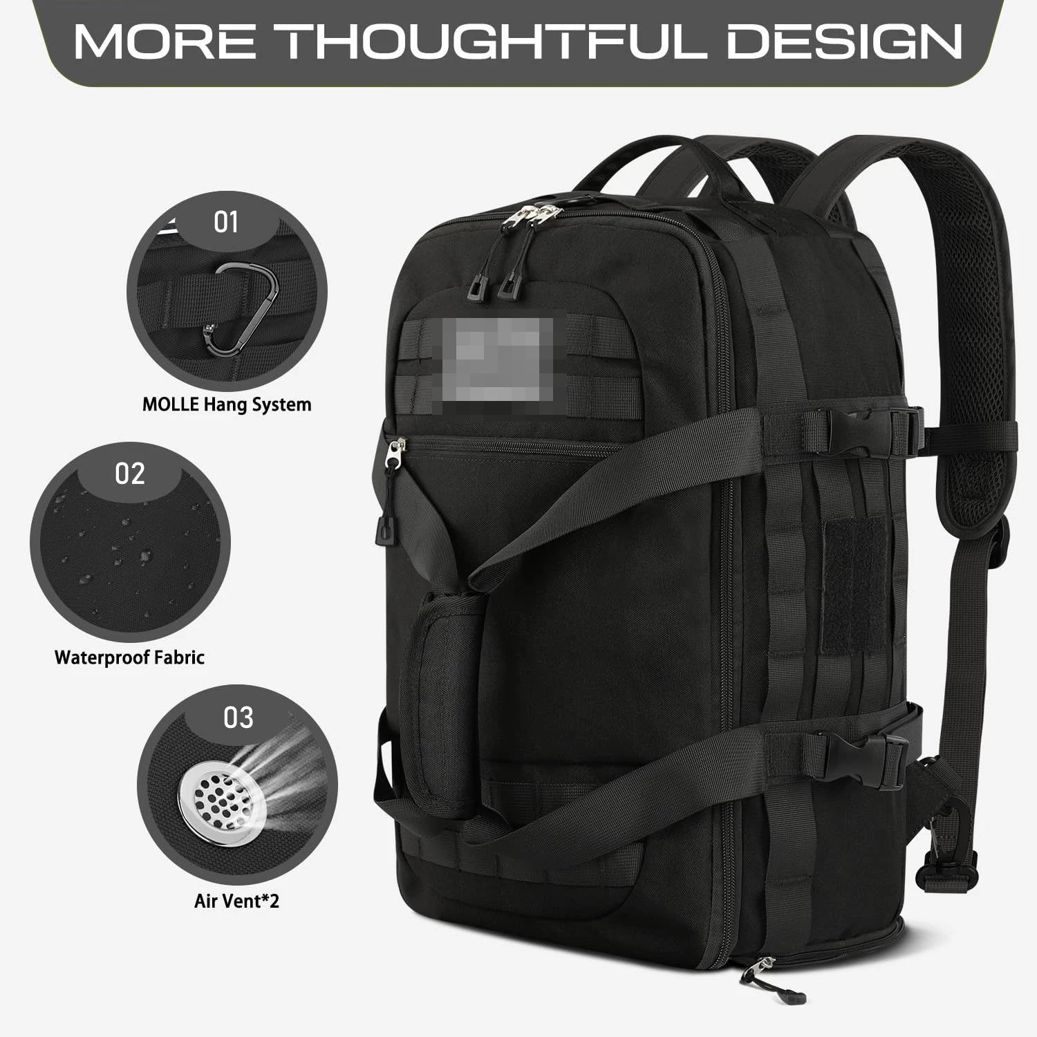 Tactical travel backpack interior pocket