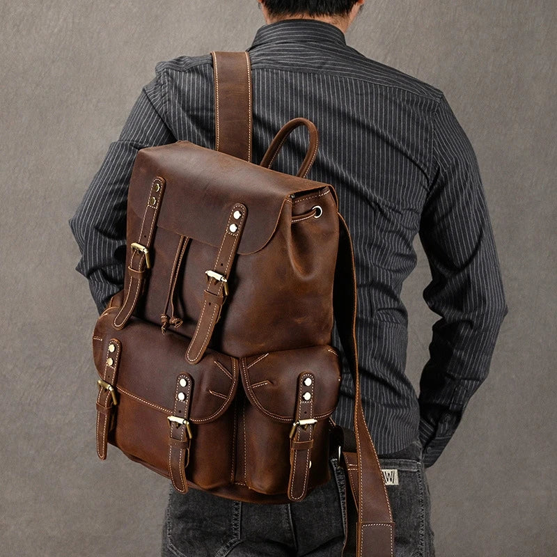 Thyone leather backpack back view