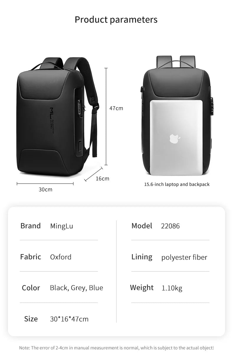 Mingao 22086 Anti-Theft USB College Laptop Backpack - detail 1