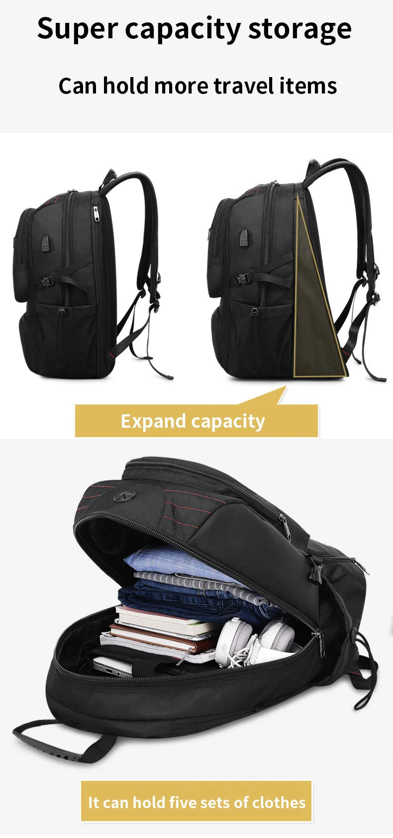 Mingao ML9117 56-77L USB Outdoor Travel Hiking Backpack - detail 2