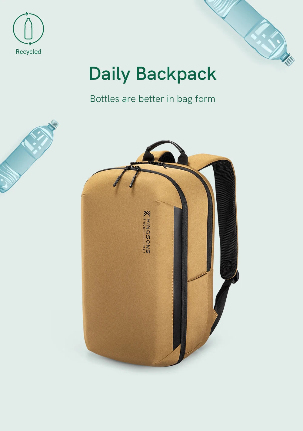 Kingsons 24L Eco Recycled Hiking Travel Backpack