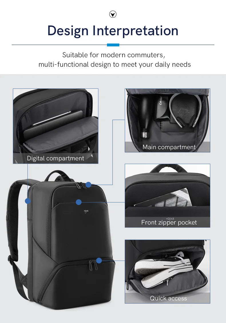 Kingsons K9895W New Waterproof Laptop Backpack with USB — Large Capacity Daily Business Bag