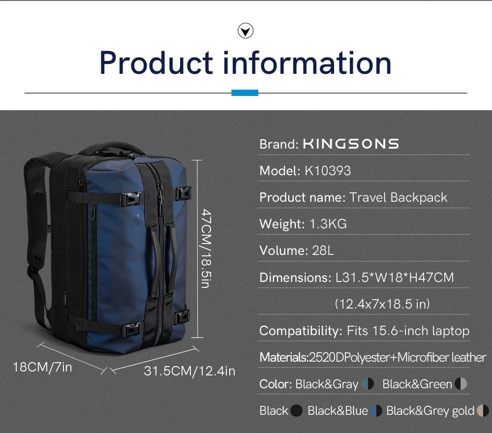 Kingsons K10393W 17" Waterproof Business Backpack