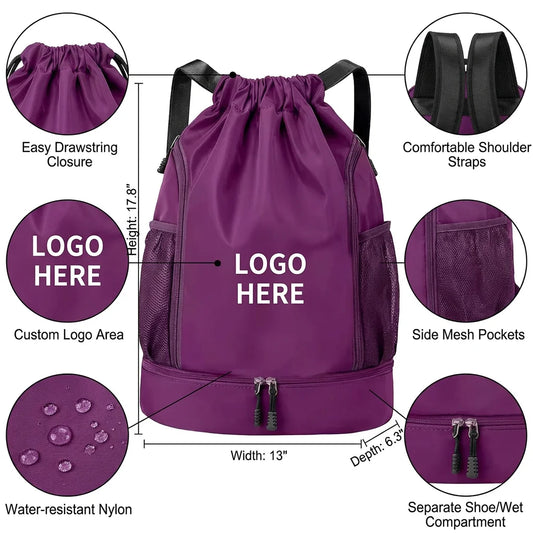 Backper Vega Drawstring Gym Bag — shoe compartment view