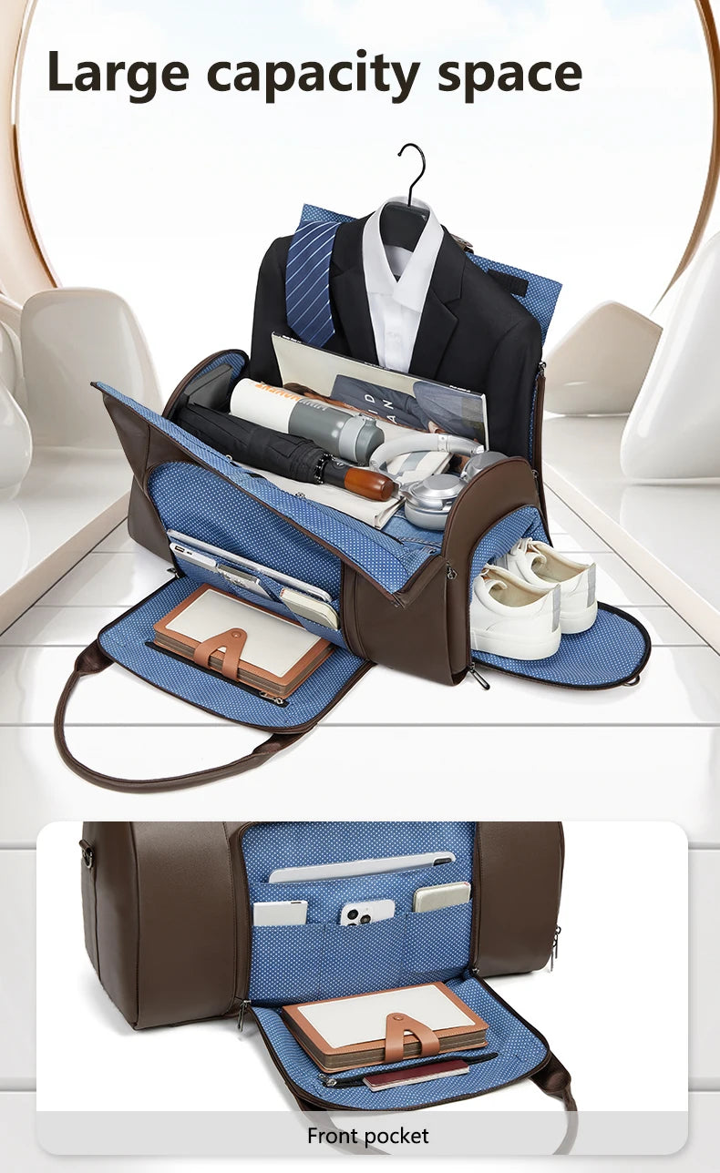 Mingao 2408 PU Leather Weekender Duffle Bag with Shoe Compartment - detail 5