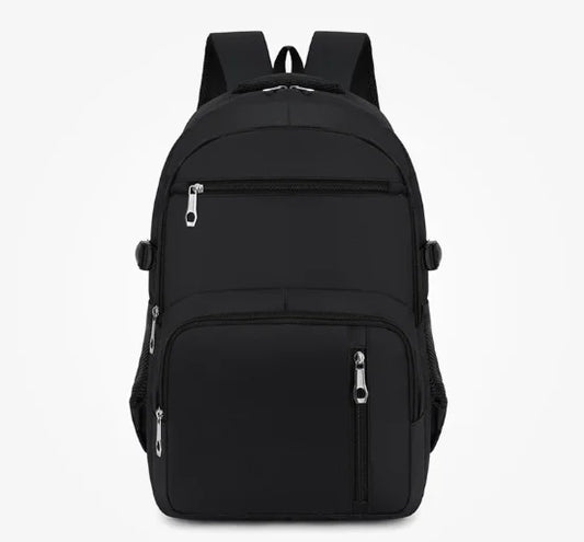 Kale waterproof Oxford laptop backpack in black, front view