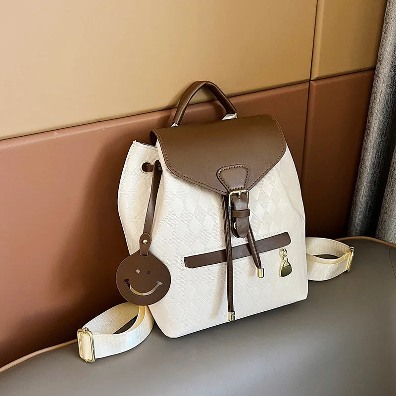 Garnet woven checkered backpack white