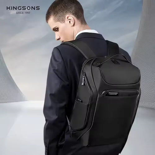 Kingsons men's USB charging travel backpack — front view