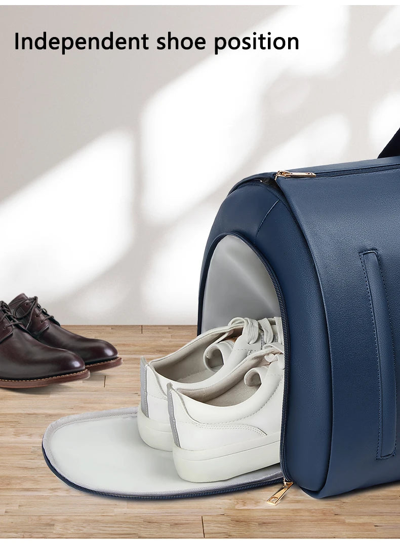 Mingao 209 PU Leather Gym Travel Duffle Bag with Shoe Compartment - detail 3