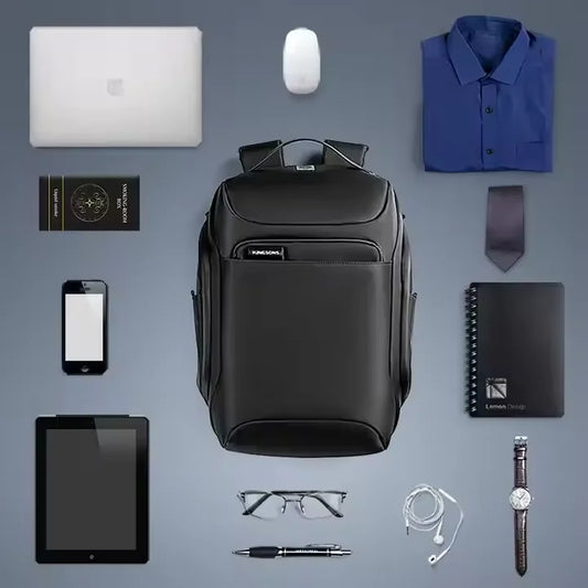 Kingsons men's USB charging travel backpack — side detail