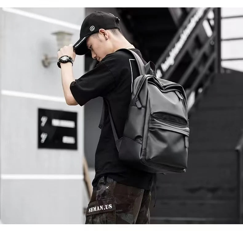 Herse PU leather backpack detail