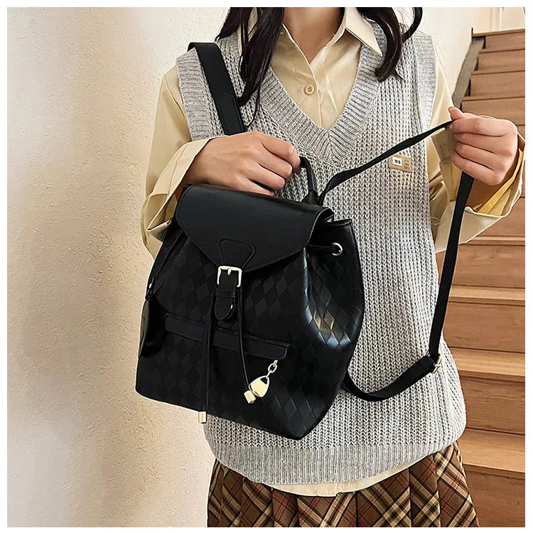 Garnet woven backpack smiley charm