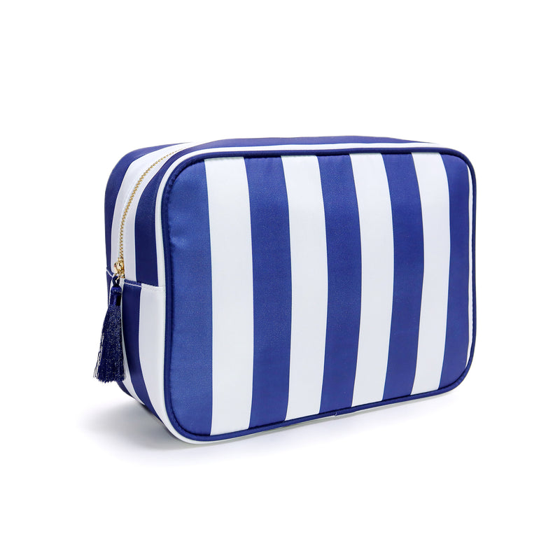 Backper Alcyone XL Striped Mahjong & Cosmetic Pouch — Navy