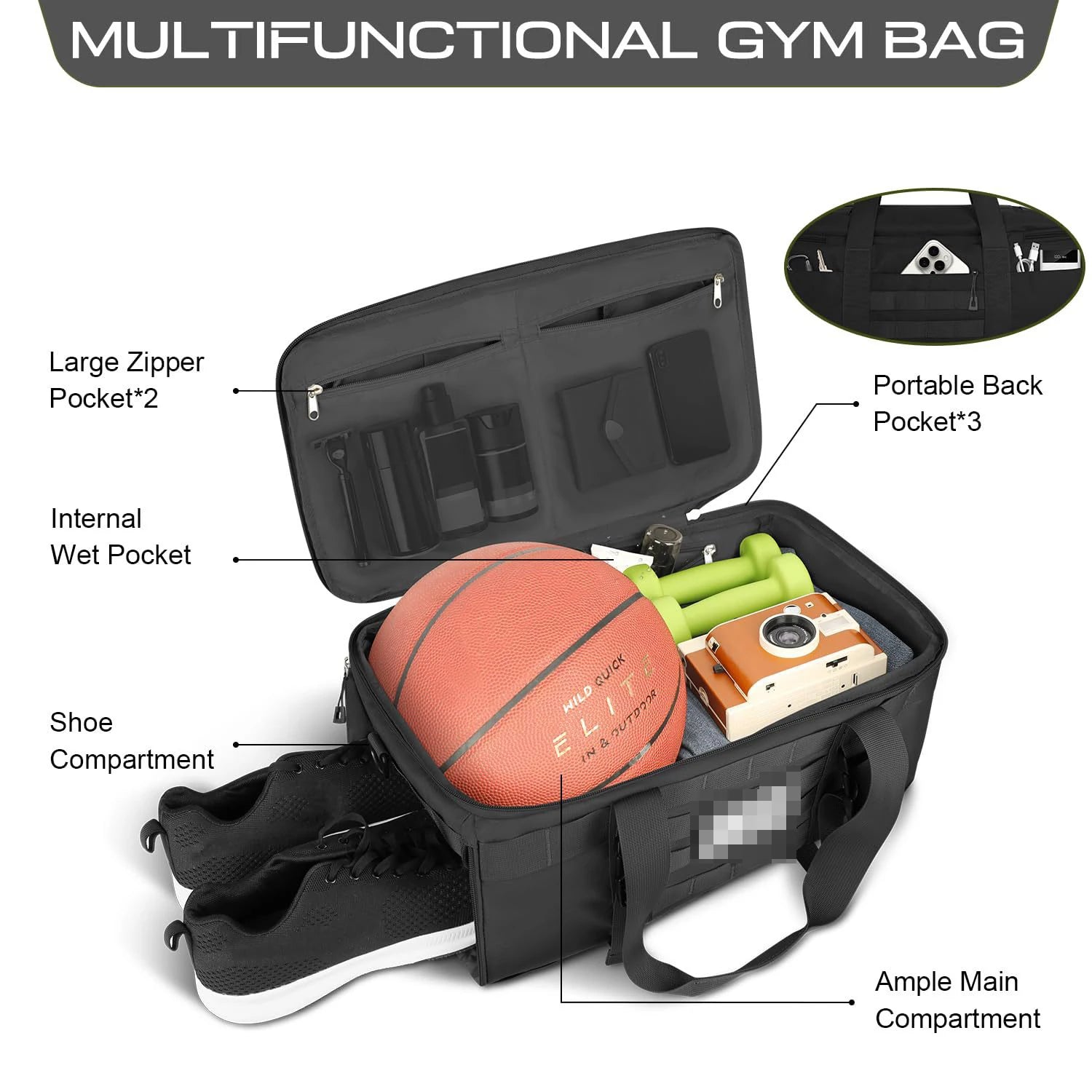 Tactical travel backpack side profile