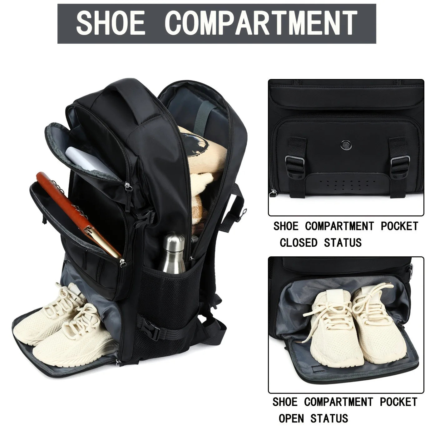 Expandable travel backpack carry-on use