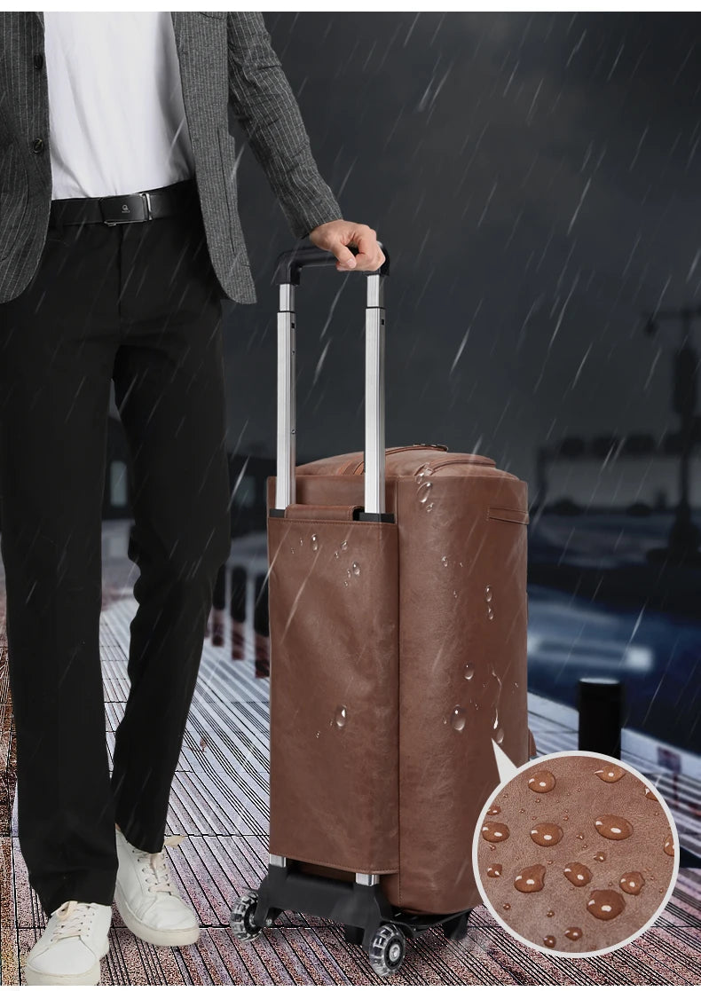 Mingao 209-0 PU Leather Wheeled Garment Travel Duffle Bag - detail 4
