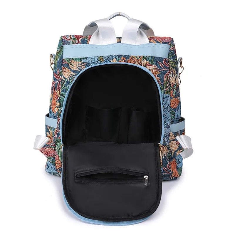 Coral ink-wash backpack detail
