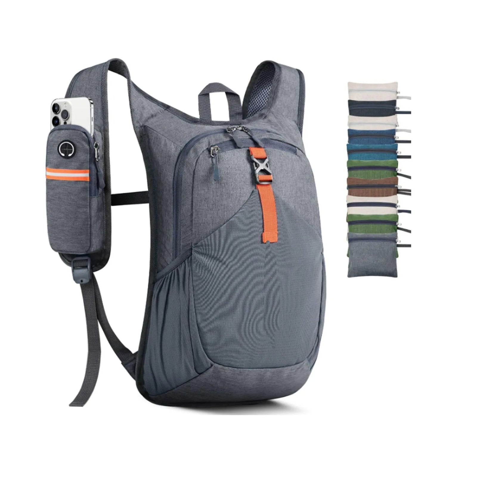 Foldable sports backpack interior zipper pocket
