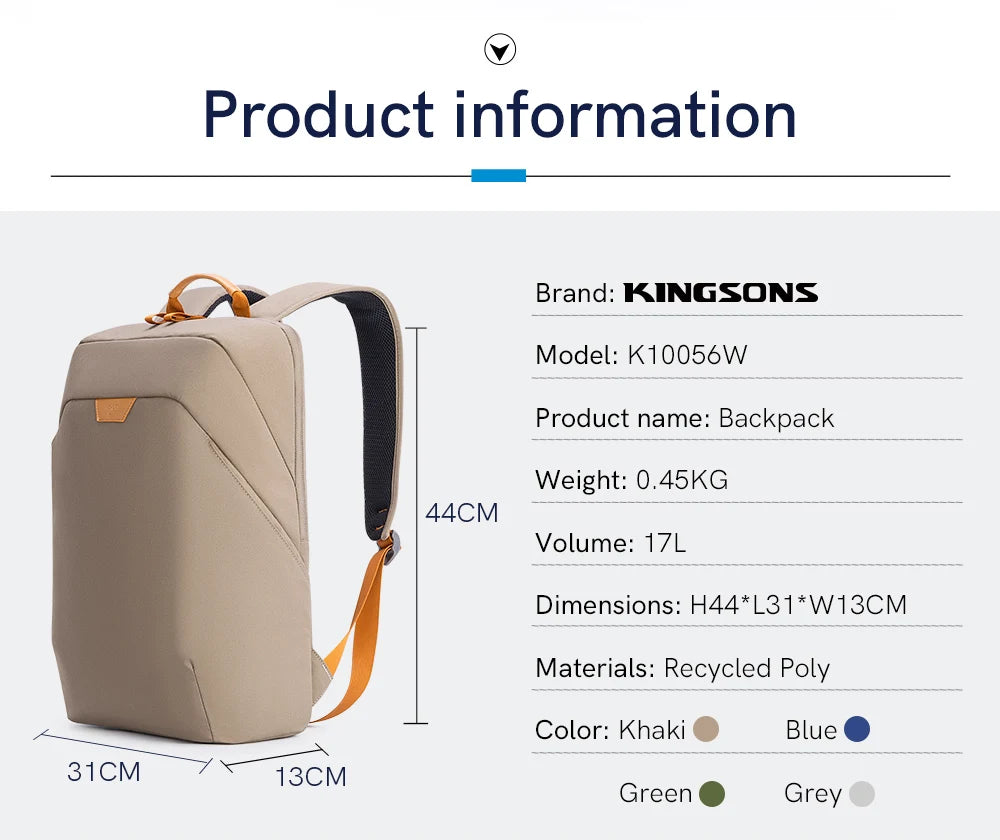 Kingsons K10056W 15.6" Waterproof Business Backpack