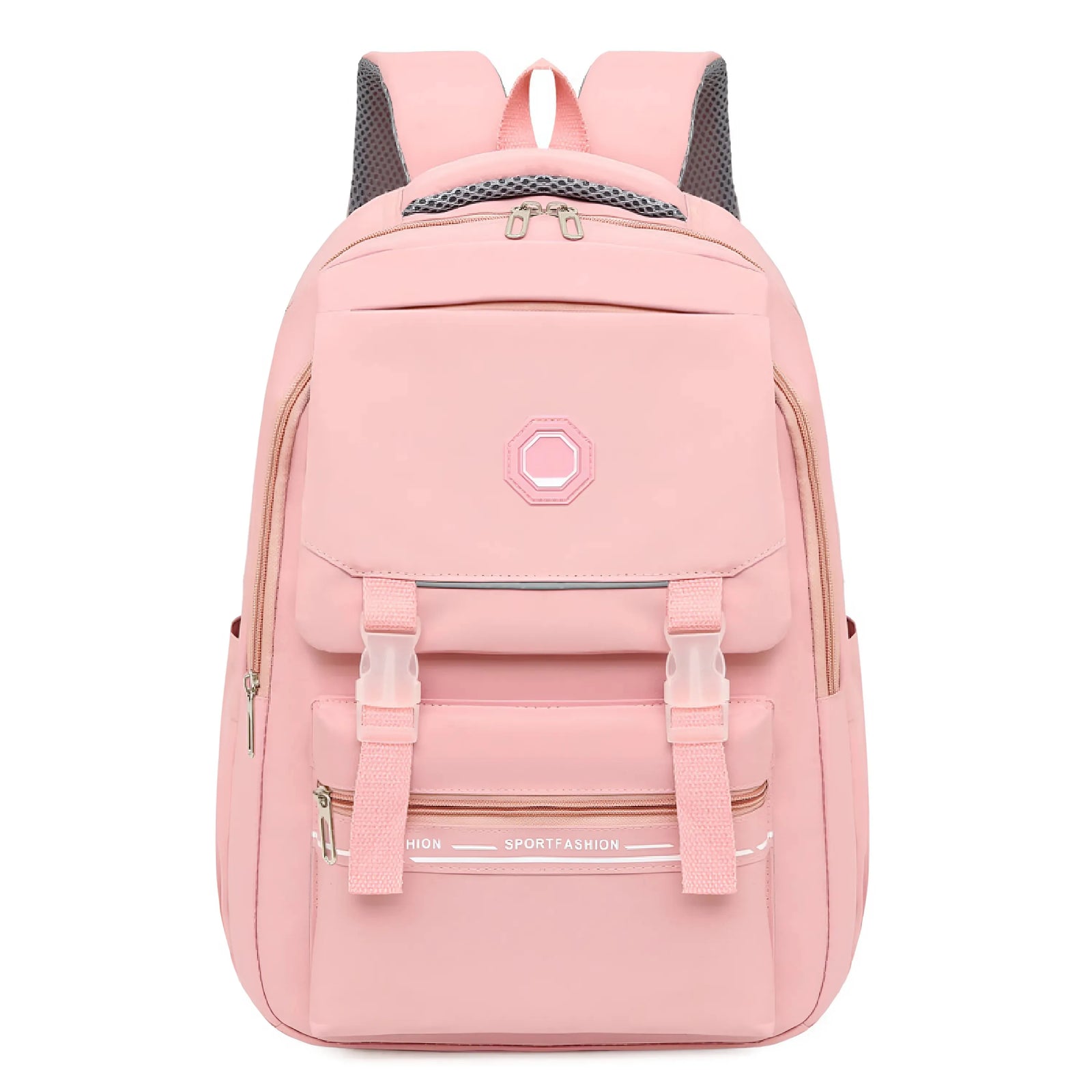 Student school backpack back panel and straps