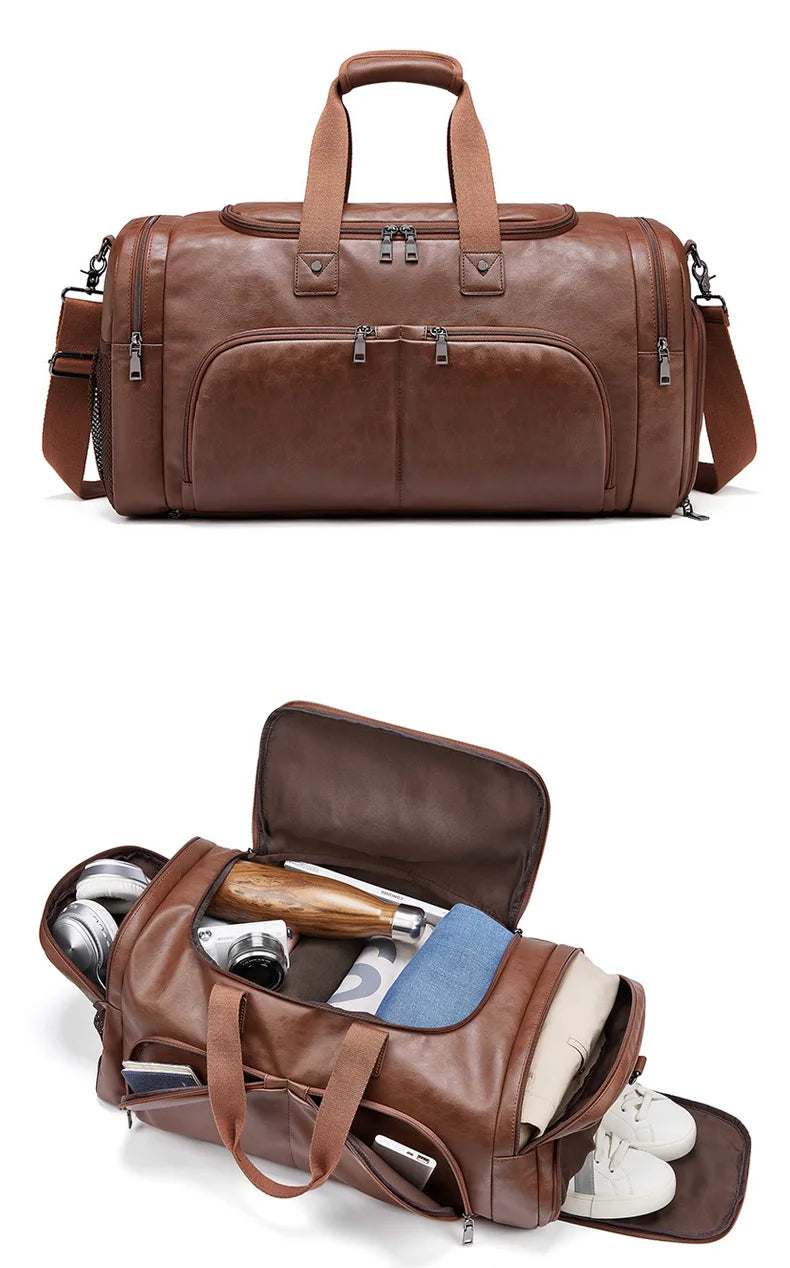 Mingao 401 PU Leather Business Travel Duffle Bag with Shoe Compartment - detail 1